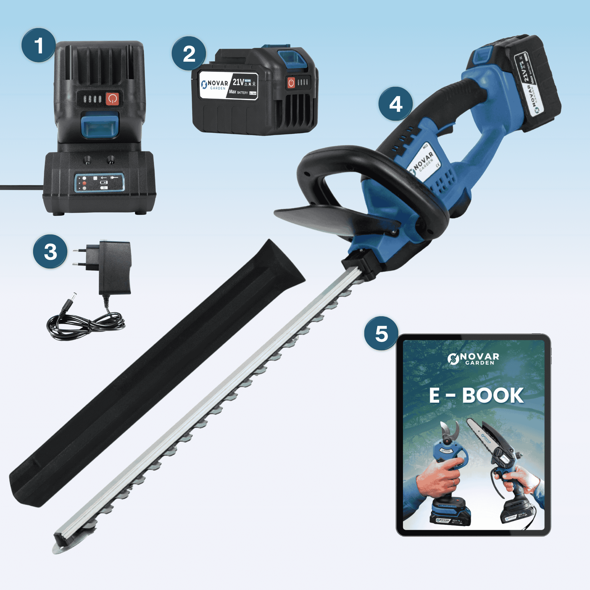 Accu Heggenschaar NG2 - Met Accu + GRATIS Accu Snellader NG1