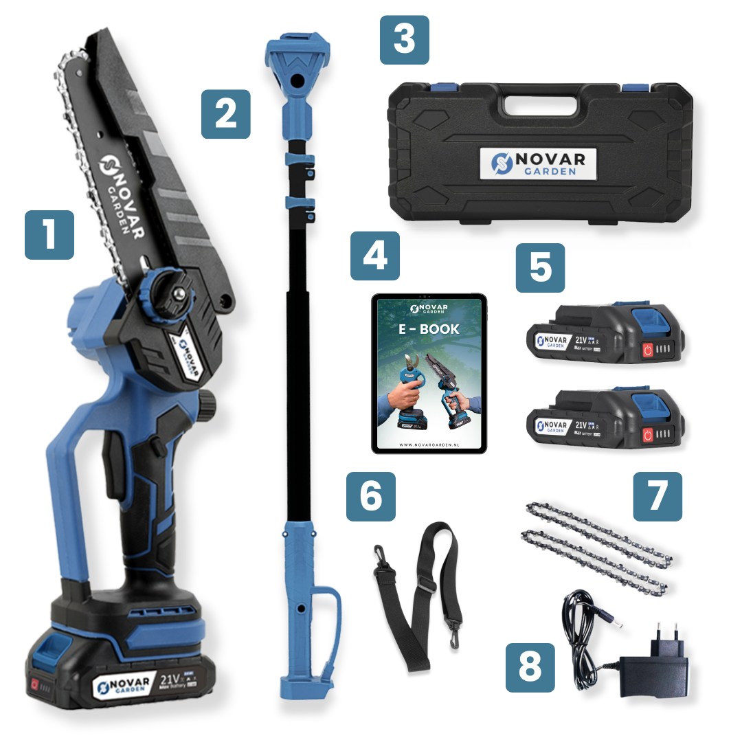 Telescopische Kettingzaag NG3 – Met Koffer, Oplader & 2x Accu (2.0Ah)
