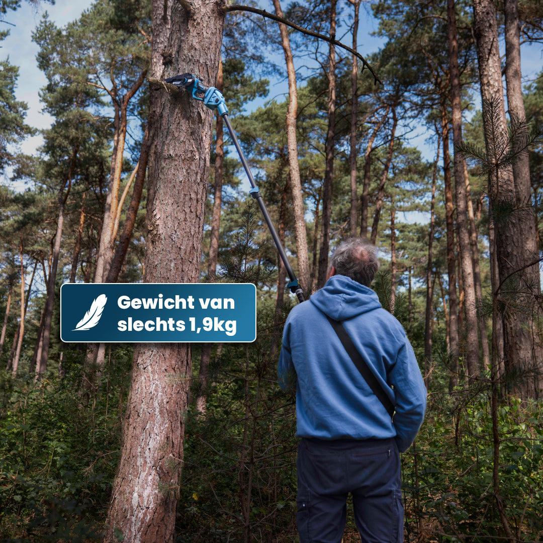 Teleskopische Kettensäge NG2 – Mit Koffer & 2 Akkus