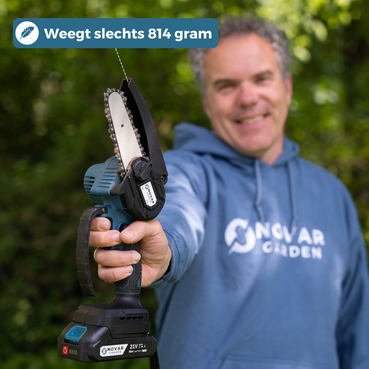 NovarGarden® Mini-Kettensäge NG2 - Inkl. Koffer Und 2 Akkus (2,0 Ah)