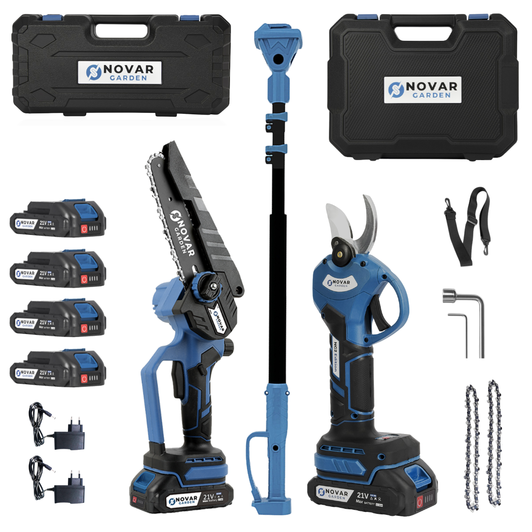 Ensemble de taille télescopique  – Avec 2 mallettes, chargeurs & 4× batteries (2,0 Ah)