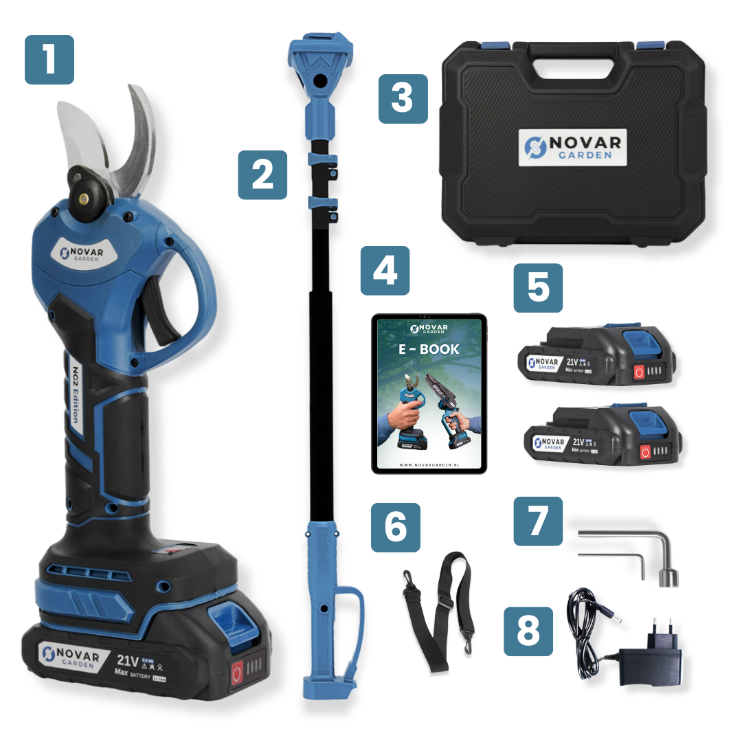 Telescopische Snoeischaar NG2 – Met Koffer, Oplader & 2x Accu (2.0Ah)